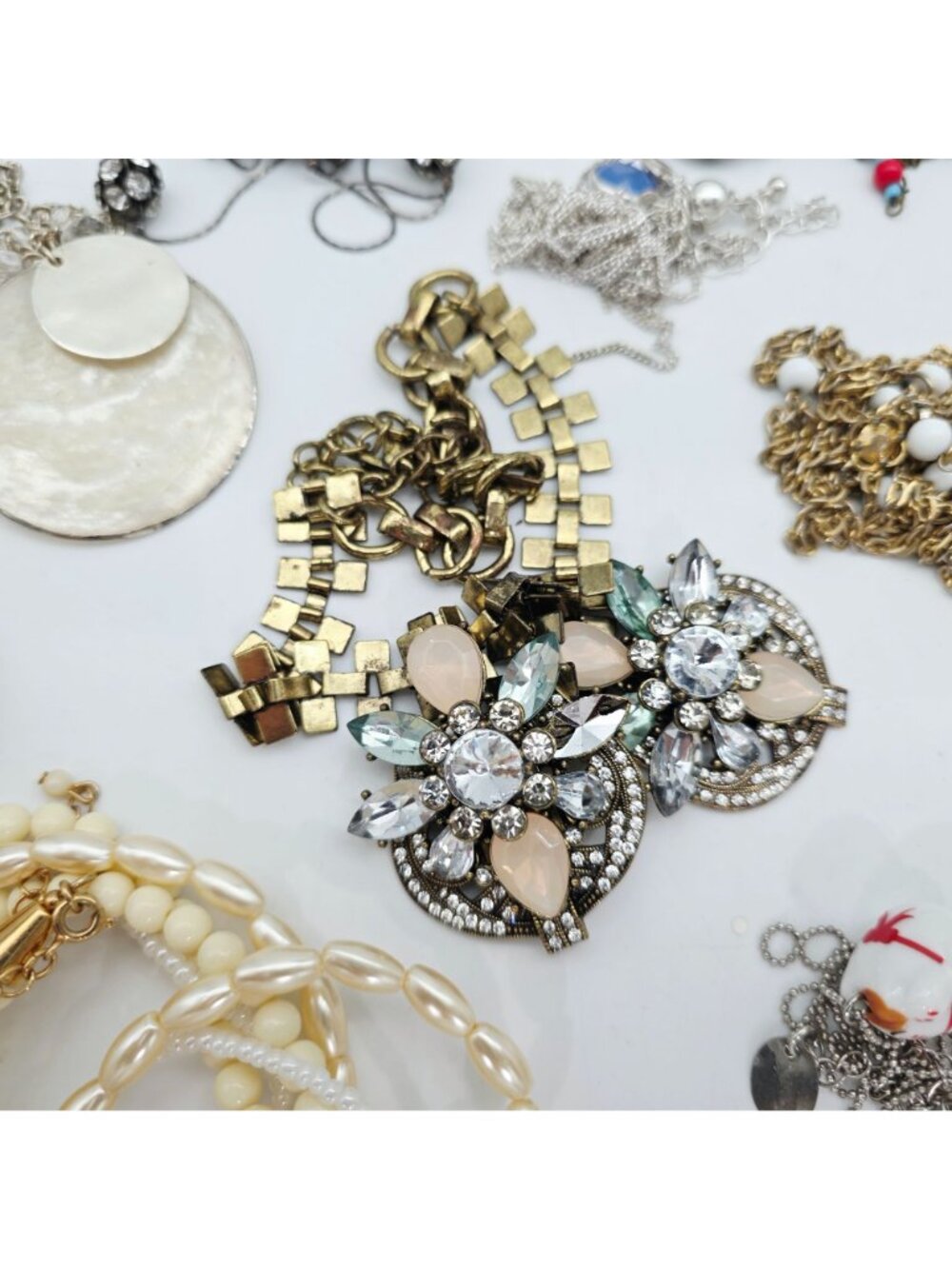Mixed Lot Fashion Necklaces & Chains Beaded Rhinestone Pendant Craft Lot AS IS - Picture 5 of 11